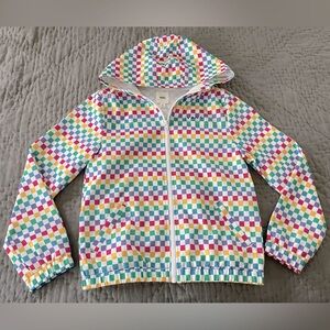 VANS Kastle Rainbow Checkered Mesh Hooded Full Zip Windbreaker Jacket Size Small